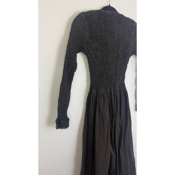 Sea New York Womens Casey Long Sleeve Raw Hem Fit & Flare Black Midi Dress 2 - Picture 6 of 11